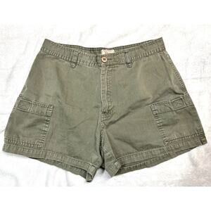 Kikomo Shorts Womens 7/8 Army Green 100% Cotton Utility Vacation Pockets